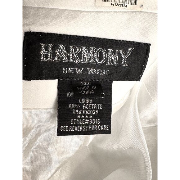 Harmony New York Elegant White 2-Piece Suit  Jacket & Skirt with Embroidered Det - Picture 4 of 14